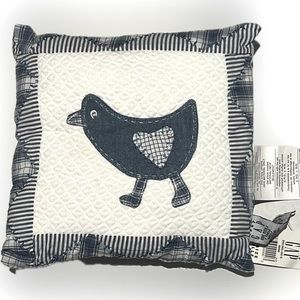 NWT Gap Kids decorative pillow,patchwork detail, unisex, stitched bird pattern